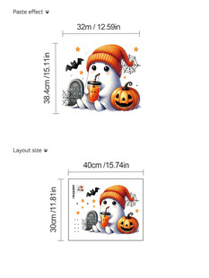 Cartoon Halloween Pumpkin Ghost Wall Stickers Decorative Living Room Hallway Bedroom Removable pvc24-48 Hour Delivery