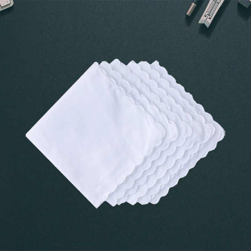 Pure cotton handkerchief white handkerchief teeth handkerchief European and American white square towel can be DIY hand graffiti can be embroidered
