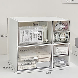 Transparent drawer type storage box student desktop stationery sundries combination compartment large capacity dormitory cosmetics storage