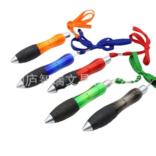 Short Pen with Lanyard Push Chubby Ballpoint Pen Thick Pen Black Leather Case Ballpoint Pen Multifunctional Ballpoint Pen
