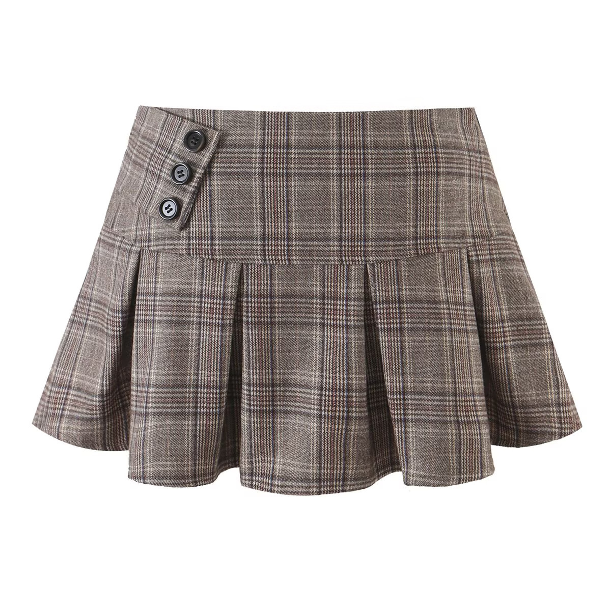 Retro Plaid Pleated Skirt Short Skirt for Women 2026Lf Summer College Style High-Waisted Slimming Anti-Exposure A-Line Half Skirt