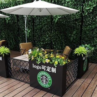 Outdoor wrought iron flower box combination store outdoor fence flowerpot courtyard metal partition square stainless steel flower bed