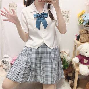 Jk Spring and Summer Basic Shirt Versatile Jk Short Square Collar Short-Sleeved Shirt with Milky White Top