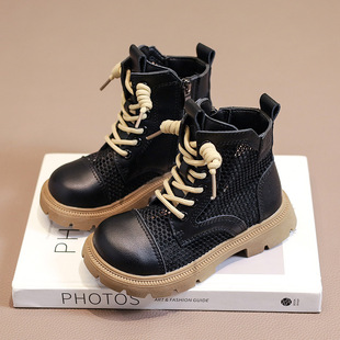 Girls' Sandals Cut Out Mesh Boots 2025 Summer New Little Girl Boots Performance Boots See-Through Mesh Short Boots Children's Shoes