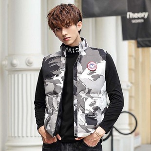 Autumn Down Vest Men's New Down Jacket Young Vertical Collar Dad Loose Vest Large Size Warm Vest