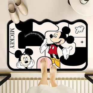 Mickey Bathroom Absorbent Diatom Mud Floor Mat Cartoon Bathroom Door Quick-drying Anti-slip Mat Household Easy-care Floor Mat