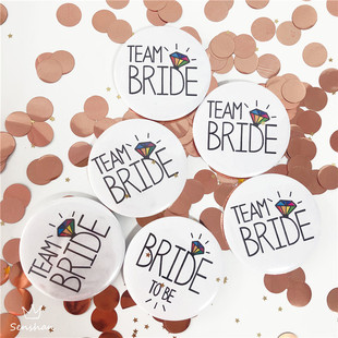 Cross-border bachelor party badge supplies Diamond bride birde to be tinplate badge team bride