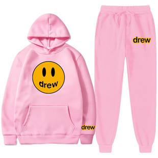 Cross-border selling European and American fashion brand Smiley Dream star with two-piece sweater hoodie sports pants men's clothing