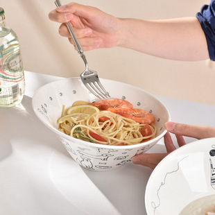 Creative irregular design diagonal bowl fruit salad bowl yogurt bowl instant noodle bowl high color value ceramic bowl tableware