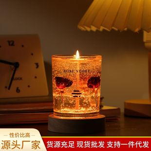 Real Flower Jelly Aromatherapy Candle Wholesale Creative Advanced Bedroom Household Luminous Fragrance Ornaments Wedding Hand Gift