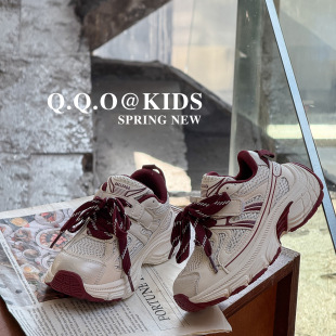 QQO children's shoes 2025 spring new boys lightweight breathable sneaker Korean fashion Joker girls father shoes