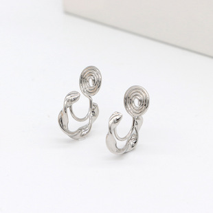 Temperament high painless love cherry blossom ear clip mosquito incense plate ear clip painless copper plated real gold color earrings wholesale