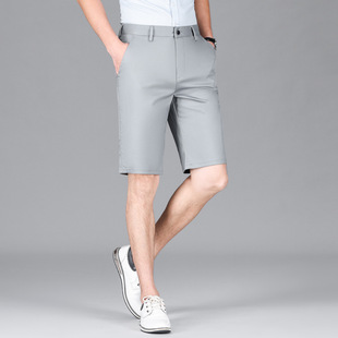Ice Silk Casual Shorts Men's Summer Thin Loose Straight Stretch Mid-Pants Advanced Sense Western Pants Pants 3036B