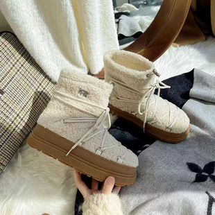 Snow Boots 2024 Autumn and Winter New Mao Mao Shoes All-match Ankle Boots Mid-range Boots Thick-soled Snow Boots Warm-keeping