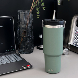 Household Ice Cup Portable Double Drink Large Capacity 304 Stainless Steel Car Thermos Cup with Straw Coffee Cup Cold