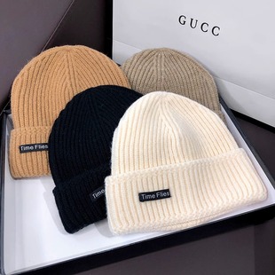 Autumn and Winter Korean Style Simple Ins Style Knitted Warm Wool Hat Men's Casual All-match Windproof Ear Protection Hat for Children