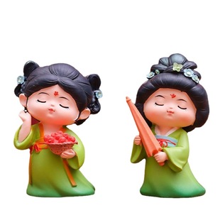 Ancient Tang lady ins Tang Palace night dream Hanfu doll resin model doll hand-made car Swing desktop decoration