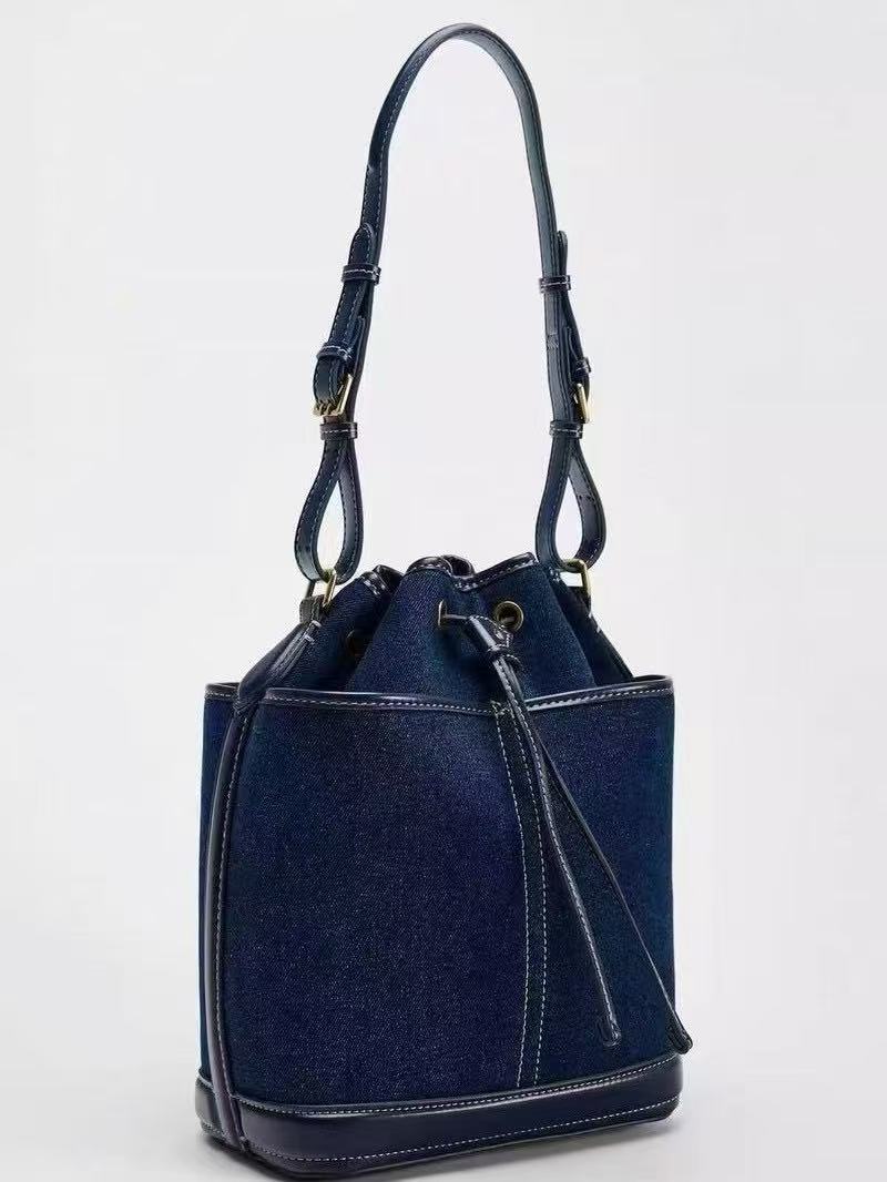 ZA brand cross-border women's bags 2025 autumn/winter new denim handbag/shoulder bag, export fashion canvas bucket bag