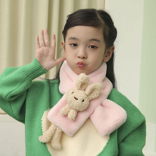 Korean style children's scarf parent-child scarf plush imitation rabbit fur imitation rabbit fur boys and girls scarf autumn and winter warm