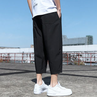 Summer Casual Eight-point Pants Men's Ice Silk Thin Korean-style Trendy Outerwear Cropped Straight Loose Casual Wide-leg Shorts