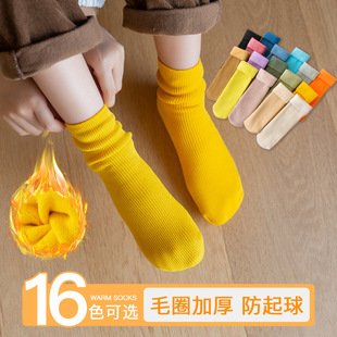 Children's colorful warm snow socks autumn and winter cashmere vertical long tube floor socks fleece-lined thick boneless socks wholesale