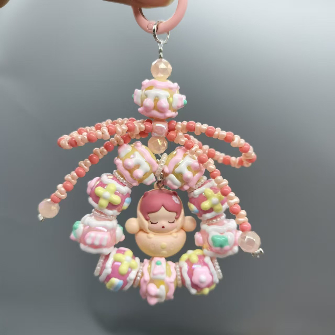 Bubble Mart Official Cute Hand-Painted Beads Phone Chain Heavy-Duty Beaded Trendy Blind Box Pendant Wholesale Supply