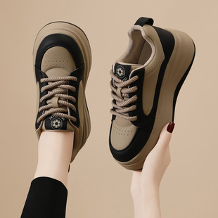 Internet Popular Shoes Women's 2024 Spring New Retro Thick Sole Increased Dissolved Women's Shoes Casual All-match Single-layer Shoes