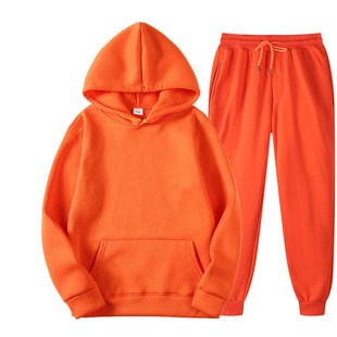 2023 spring new solid color hooded pullover casual sweater blank men's sweater fleece-lined pullover suit
