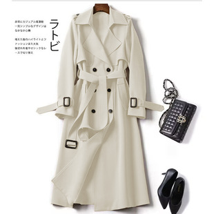 Trenchcoat Women's Mid-length 2024 Spring and Autumn New Korean Style Fashion Popular British Style Over-the-knee Coat Over-the-knee Coat Women's Over-the-knee Coat