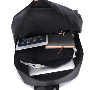 Simple schoolbag men's Korean version of the new large capacity backpack business casual computer backpack PU leather travel bag wholesale