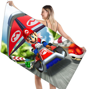Super Mario Beach Towel Foreign Trade Hot Sale Amazon Mario Children Beach Towel Children Bath Towel Towel