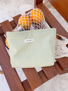 New Corduroy Cosmetic Bag Women's Large Capacity Lipstick Makeup Change Mobile Phone Hand Bag Solid Color Storage