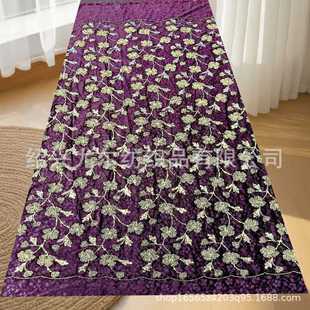 New Velvet Embossed Sequins Golden Beaded Embroidery Elastic Fleece Flower Beaded Tube Embroidery Women's Clothing Simple Foreign Trade Style