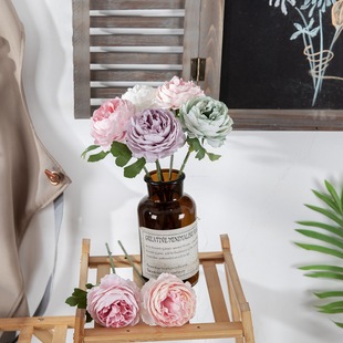 Night rose single head small tea rose artificial flower  home decoration wedding flower wall fake flower 