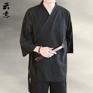 Семь рукавов Hanfu мужской летний китайский стиль диагональный топ