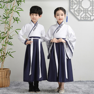 Одежда Госюэ для мальчиков Hanfu, книга с древними костюмами в китайском стиле, детская одежда, трехсимвольная сутра, правила ученика, детская одежда для выступлений для учащихся начальной школы