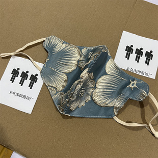 Summer New Chinese Style Embossed Printed Diamond Mask Women's Dust-proof Warm Veil Cold-proof Breathable Face Mask