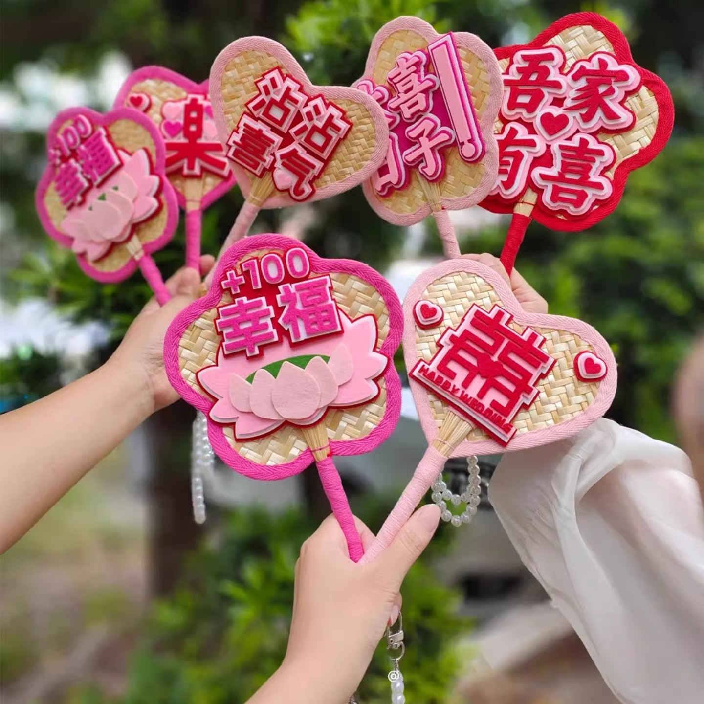 Wedding Fan Props for Photo Shoots, Dopamine Fan for Welcoming the Bride, Chinese Style Wedding Fan for Bridesmaids