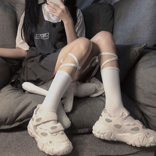 Japanese Cross Calf Strap Socks Black Mid-tube Women's Summer with Torre Shoes Sandals Lori Lace-up Long Socks Trendy