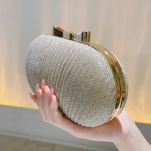 Evening Bag Exquisite Small Bag Golden Bag Banquet Bag Clutch Bag Gift Bag Small Round Bag Korean Style Shoulder Crossbody Bag