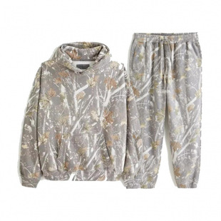 2025 Women's Camouflage Sweatshirt suit 2-piece Camouflage Hoodie Maple Leaf Print Oversized Sweatshirt