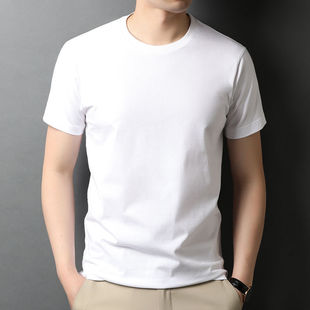Summer Round Neck Pure Cotton Short-sleeved T-shirt Men's Plain Plate Black T-shirt Summer plus size Casual Fitness Clothing
