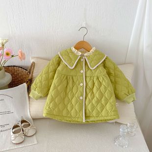 Small and Medium Girls' Autumn and Winter Clothing for Baby Girls Korean Style Chanel Style Coat Western Style Cotton Coat Infants' Cotton Coat Top