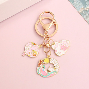 Mid-Autumn Festival Alloy Keychain Pendant Exquisite Cute Rabbit Student Bag Hanging Couple Accessories Accompanying Gift