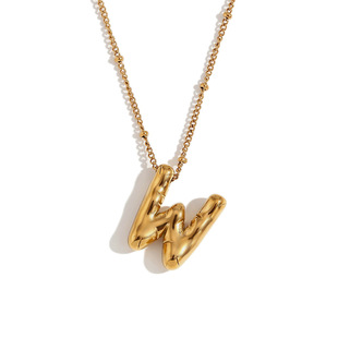 European and American niche cute popular popular necklace stainless steel 18K gold plated party balloon letter pendant necklace for women