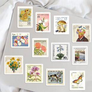 50 Cartoon Retro Stamps Graffiti Stickers Decorative Guitar Notebook Luggage DIY Waterproof Cross Border Wholesale