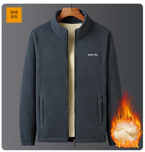 Winter new men's jacket lamb wool cardigan sweater warm fleece-lined thickened middle-aged polar fleece jacket men's