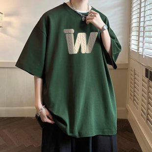 American retro 100% cotton heavy T-shirt boys short sleeve summer Hong Kong style fashion brand oversize T-shirt wholesale