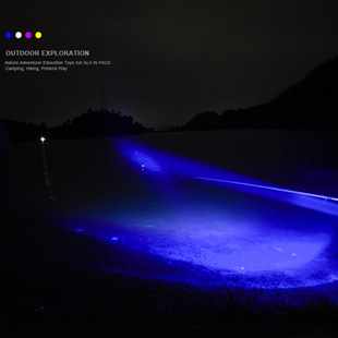 Night Fishing Lamp Fishing Strong Light Xenon Super Bright Blue Light Flashlight High Power Rechargeable Platform Fishing Purple Light Black Pit Laser Cannon