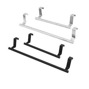 Stainless Steel Hanging Single Rod Towel Rack, No-Drill Cabinet Door Back-Style Cloth Hanger, Cabinet Door Towel Rod